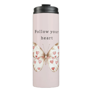 Pink Hearts Butterfly Thermosbecher