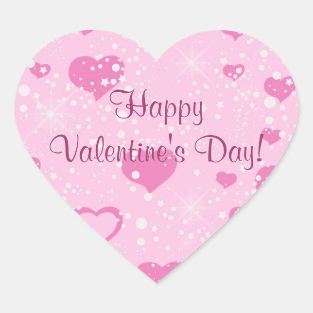 Pink Hearts Confetti Valentine Herz-Aufkleber (Vorderseite)