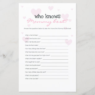Pink Hearts, die Mommy Best Baby Shower Game kenne