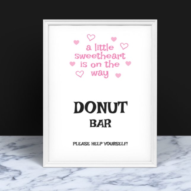 Pink hearts Donut Bar Shower Sign Poster (Von Creator hochgeladen)