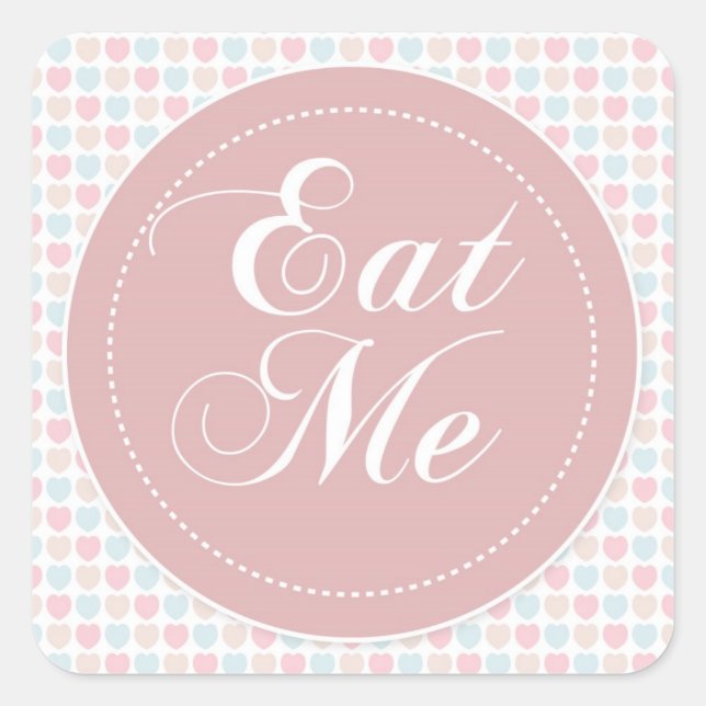 Pink Hearts 'Eat Me' Candy Buffet Aufkleber (Vorderseite)