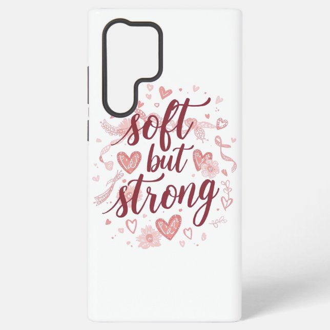 Pink Hearts Empowering "Soft But Strong" Graphic Samsung Galaxy Hülle (Rückseite)