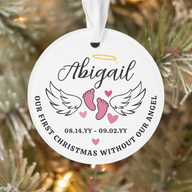 Pink Hearts First Christmas Without Angel Photo (Arbre)