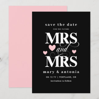 Pink Hearts Future Mrs. & Mrs. Lesbian Save the Da Date