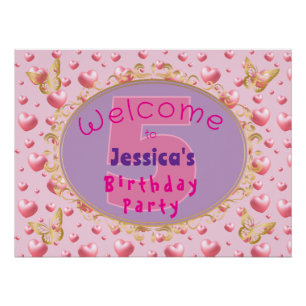 Pink Hearts Geburtstag Poster