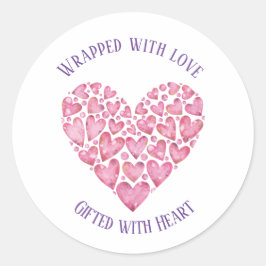 Pink Hearts 'Geschenke mit Liebe' Runder Aufkleber