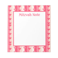 Pink Hearts Girls Mitzvah Notes Bloc-notes