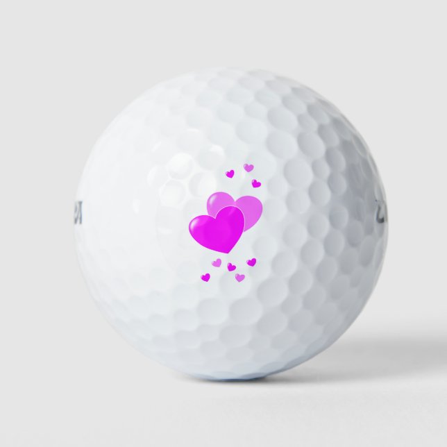 Pink Hearts Girly Golfball (Vorderseite)