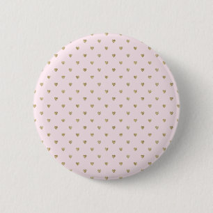 Pink Hearts Golden Button