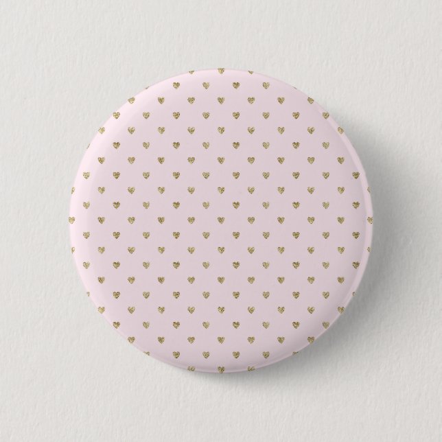 Pink Hearts Golden  Button (Vorderseite)