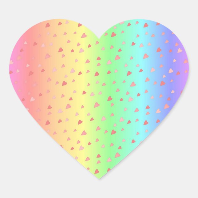 Pink Hearts Gradient Pastel Rainbow Heart Sticker (Vorderseite)