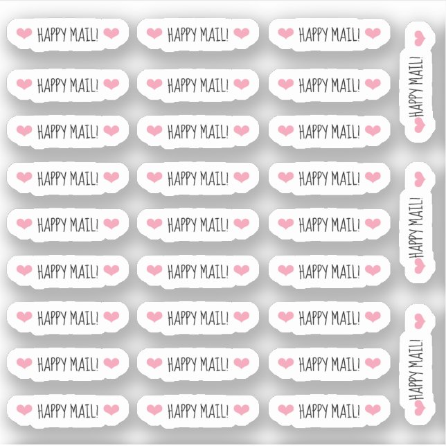 Pink Hearts Happy Mail Aufkleber (Vorderseite)