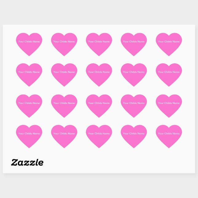 Pink Hearts - individuell angepasste Namenskleber Herz-Aufkleber (Blatt)