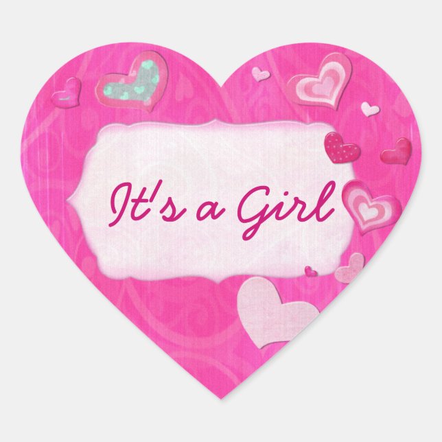 Pink Hearts Jeweled HEART PERSONALISIERT Herz-Aufkleber (Vorderseite)