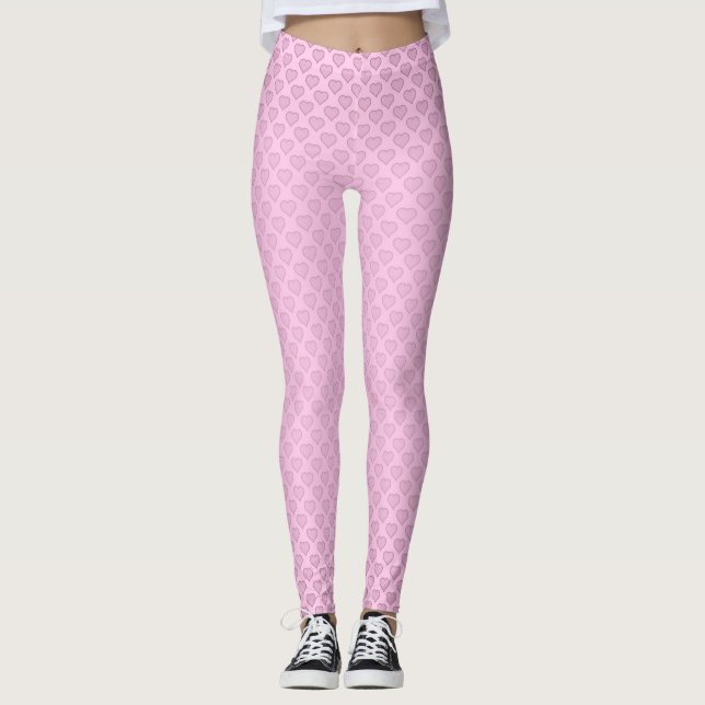 Pink Hearts Leggings - Valentinische Yoga Pants (Vorderseite)