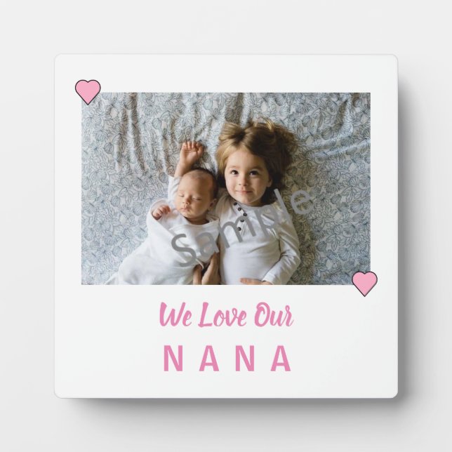 Pink Hearts Love Nana Photo Plaque (Devant)