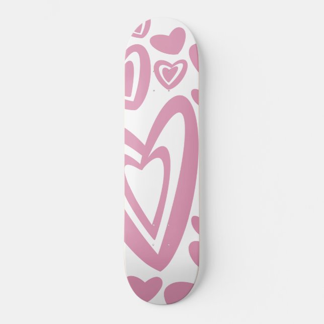 Pink Hearts Muster #1 #Liebe #decor #art Skateboard (Vorderseite)