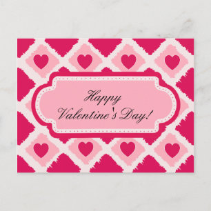 Pink Hearts N Blocks Postcard Feiertagspostkarte