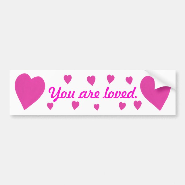 Pink Hearts on white Sie sind beliebte Autoaufkleb Autoaufkleber (Vorne)