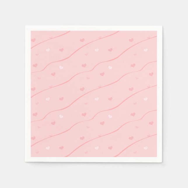 Pink Hearts Paper Napkins Serviette (Vorderseite)