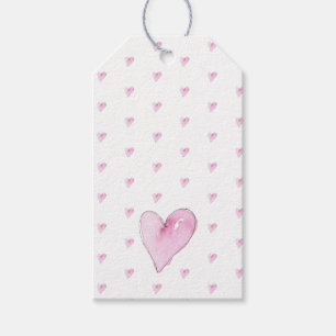 Pink Hearts Pattern Artisan Wasserfarben Sweet Lie Geschenkanhänger
