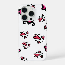 Pink Hearts Pattern – Cute Doodle Design iPhone 15 Pro Hülle
