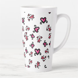 Pink Hearts Pattern – Cute Doodle Design Milchtasse
