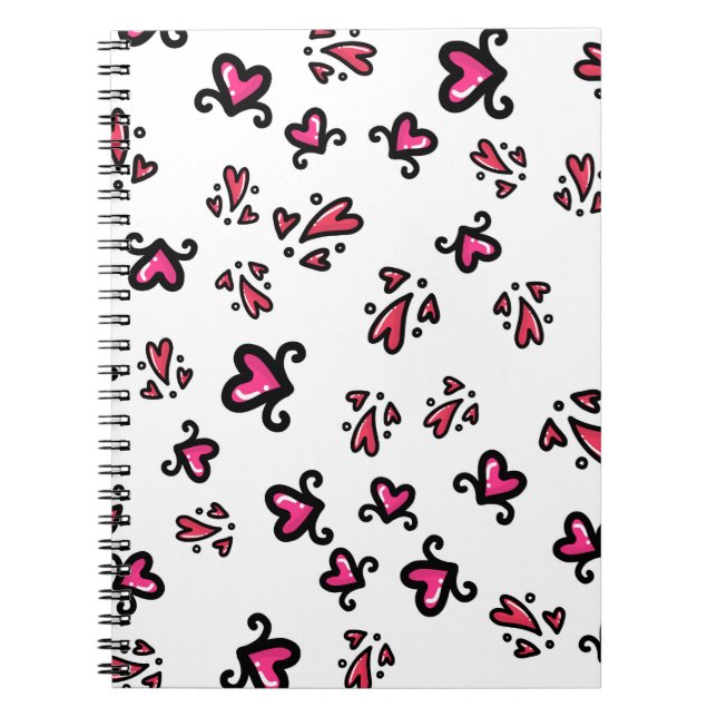 Pink Hearts Pattern – Cute Doodle Design Notizblock (Vorderseite)