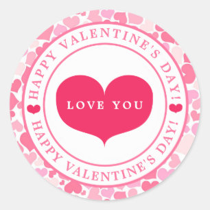 Pink Hearts Pattern - Happy Valentine's Day Runder Aufkleber