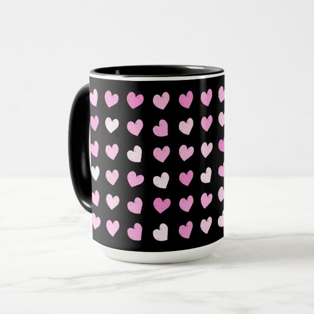 Pink Hearts Pattern Kaffeemaschine Tasse (Vorderseite Links)