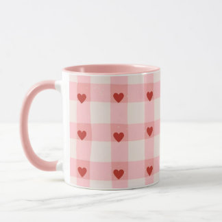 Pink Hearts Pattern Mug | Cute Love Coffee Cup Tasse
