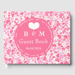 Pink Hearts Pattern Personalisierte Hochzeitsbuch Gästebuch
