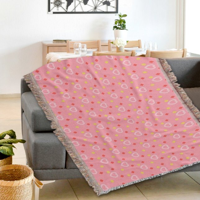 Pink Hearts Pattern Throw Blanket Decke (Von Creator hochgeladen)
