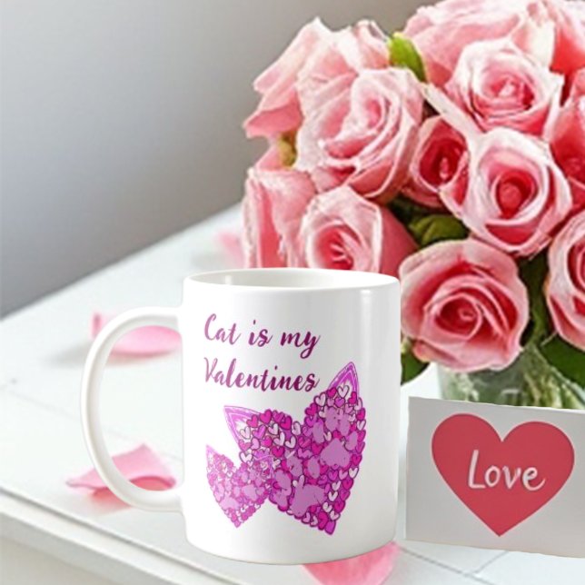 Pink Hearts Paws Cat/Hund Tierliebhaber Valentine Kaffeetasse (Von Creator hochgeladen)