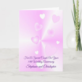 Pink Hearts Personalisiert 11. Hochzeitstag Karte
