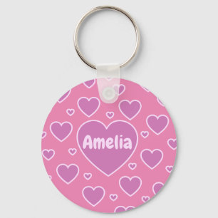 Pink Hearts Preppy Key Ring Schlüsselanhänger