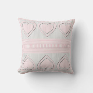 Pink Hearts Retro Muster Streifen - Kissen