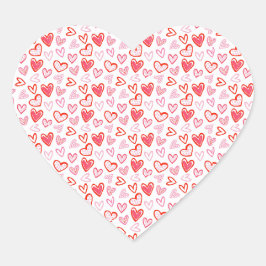 Pink Hearts Scatted Herz-Aufkleber