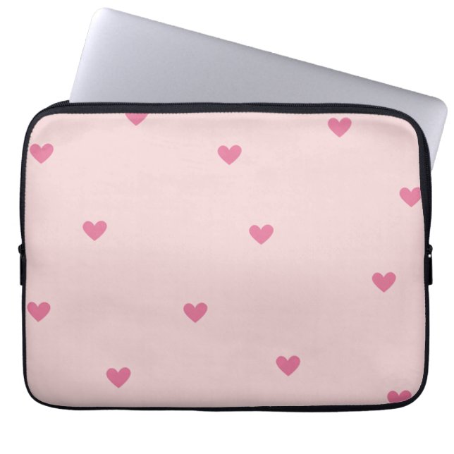 Pink Hearts Seamless Pattern – Cute Valentine Laptopschutzhülle (Vorderseite)