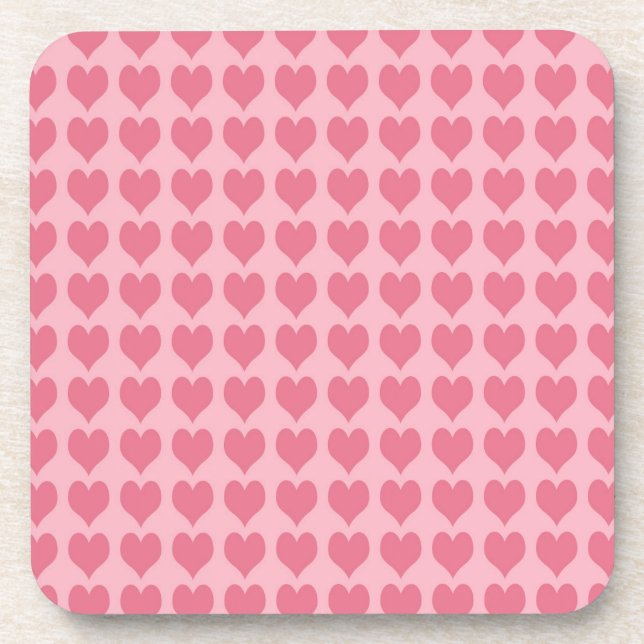 Pink Hearts Seamless Pattern Getränkeuntersetzer (Vorderseite)