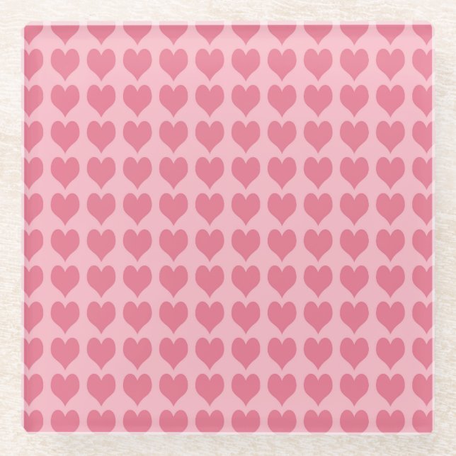 Pink Hearts Seamless Pattern Glasuntersetzer (Vorderseite)