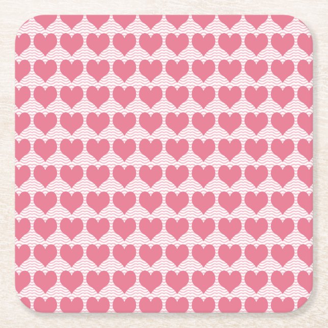 Pink Hearts Seamless Pattern Rechteckiger Pappuntersetzer (Vorderseite)