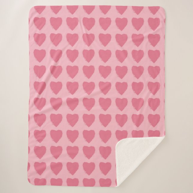 Pink Hearts Seamless Pattern Sherpadecke (Vorderseite)