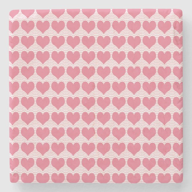 Pink Hearts Seamless Pattern Steinuntersetzer (Vorderseite)