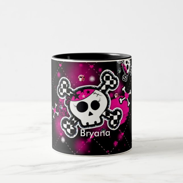 Pink Hearts Skull & Bones Girls Cup Tasse (Mittel)