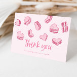 Pink Hearts Sweet Brautparty Vielen Dank, dass Sie Dankeskarte<br><div class="desc">Benutzen Sie diese romantische Dankeschön-Karte,  um den Gästen zu danken,  die an Ihrer Braut oder Ihrem Polterabend teilgenommen haben. Veranschaulichung von makaronischen Makaronen in rosa Herzform. Im Text steht: "Danke,  dass du unseren Tag so süß gemacht hast."</div>