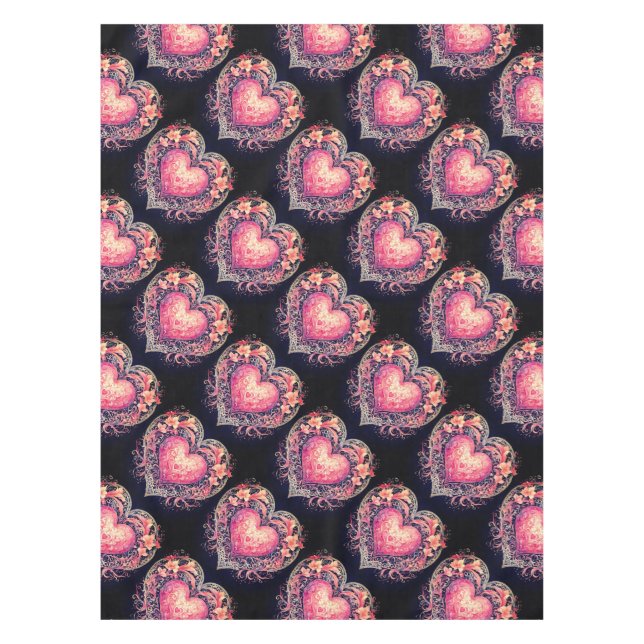 Pink Hearts  Tischdecke (Vorderseite)