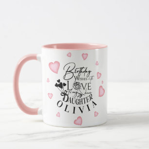 Pink Hearts Tochter Geburtstag Text Design Tasse