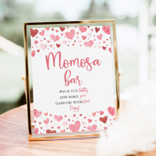 Pink Hearts Valentine Baby Dusche Momosa Bar Zeich Poster