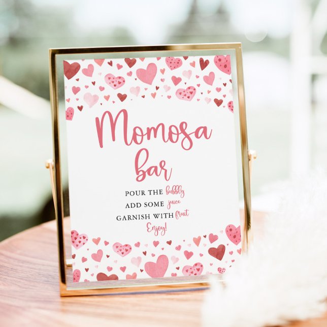 Pink Hearts Valentine Baby Dusche Momosa Bar Zeich Poster (Von Creator hochgeladen)